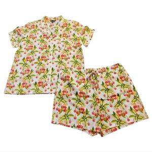 NWT Brooks Brothers Cherry Print Shorty Pajama Set - Size L